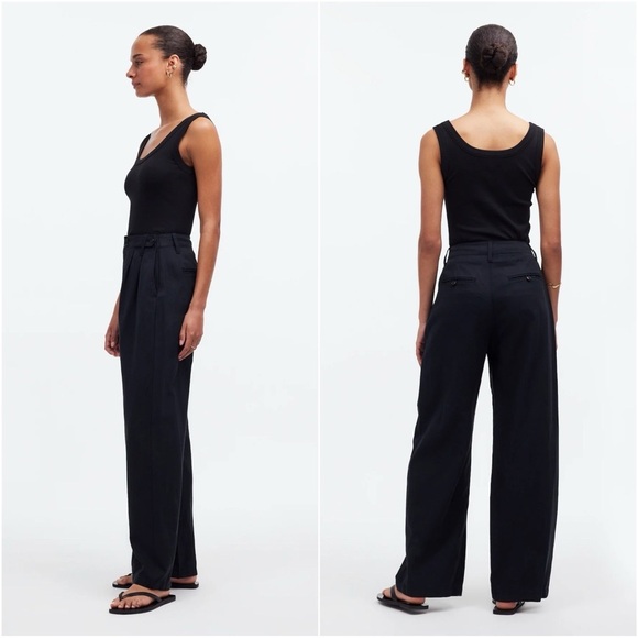 Madewell Pants The Petite Harlow Wide-Leg High Rise True Black 0P - Picture 2 of 13